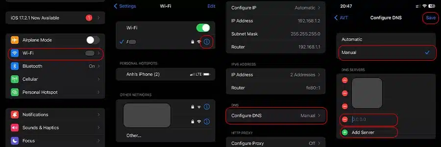 Cài Đặt DNS Trên iOS Dùng WIFI